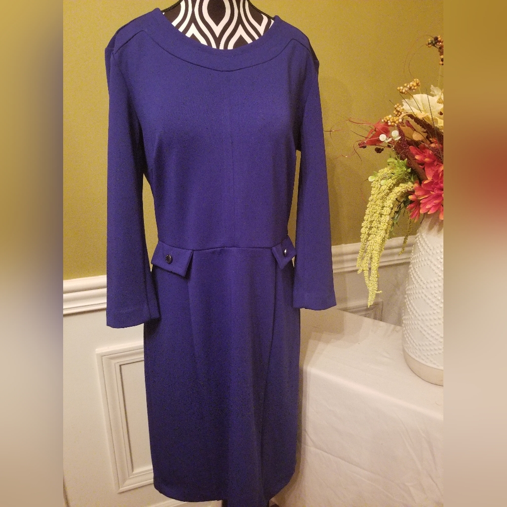Woman's Liz Claiborne Blue Sheath Dress Medium